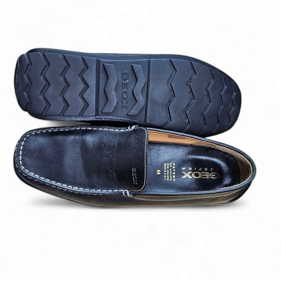 New GEOX Respira Men's Black Leather Slip-on Driving Loafer Size EU44 /US11 - Picture 8 of 12